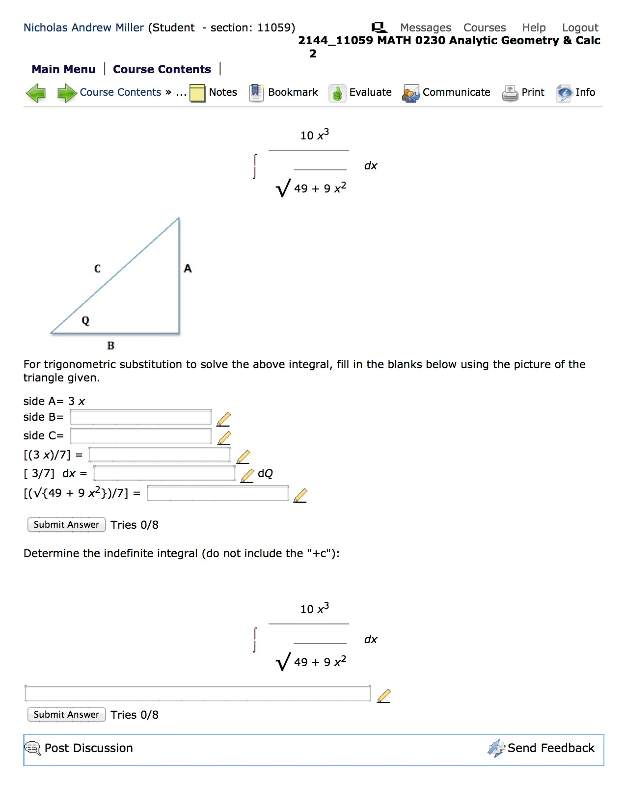 Solved For trigonometric substitution to solve the above | Chegg.com