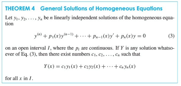 superposition principle for linear homogeneous equations