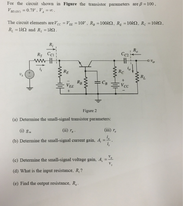 Solved For The Circuit Shown In Figure The Transistor | Chegg.com