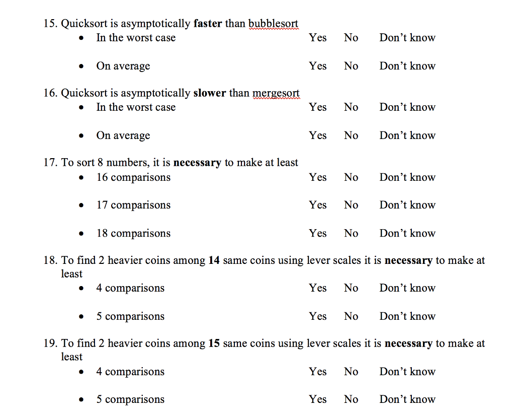 Solved Quicksort is asymptotically faster than bubblesort