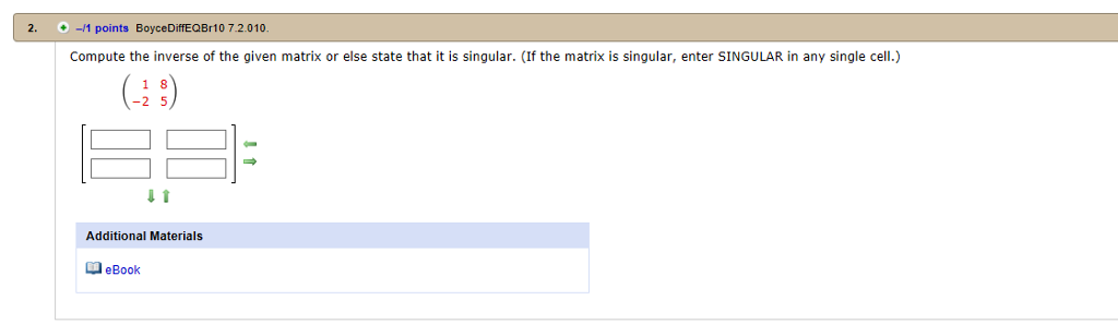 inverse of singular value matrix