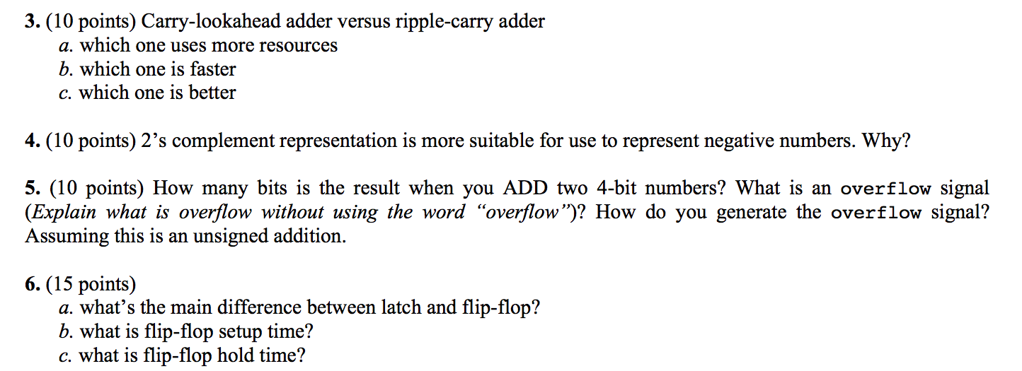 Solved 3. (10 points) Carry-lookahead adder versus | Chegg.com