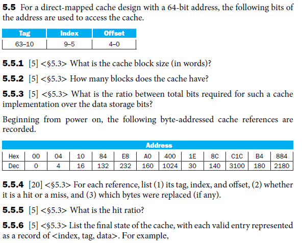 direct mapped cache tag index offset