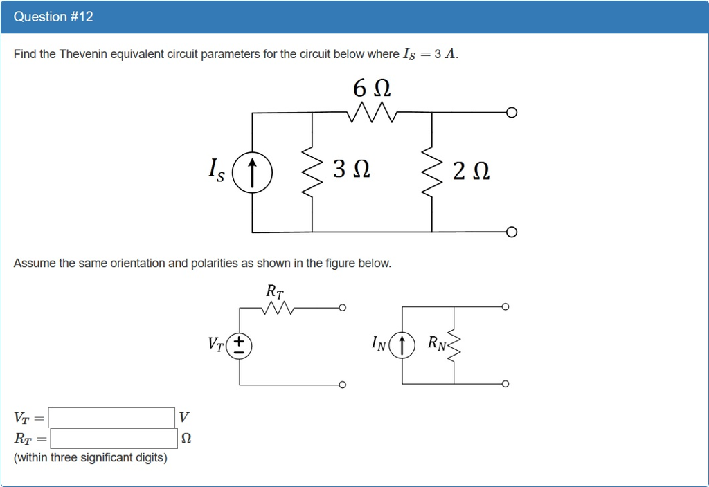 Solved Find The Thevenin Equivalent Circuit Parameters For | Chegg.com