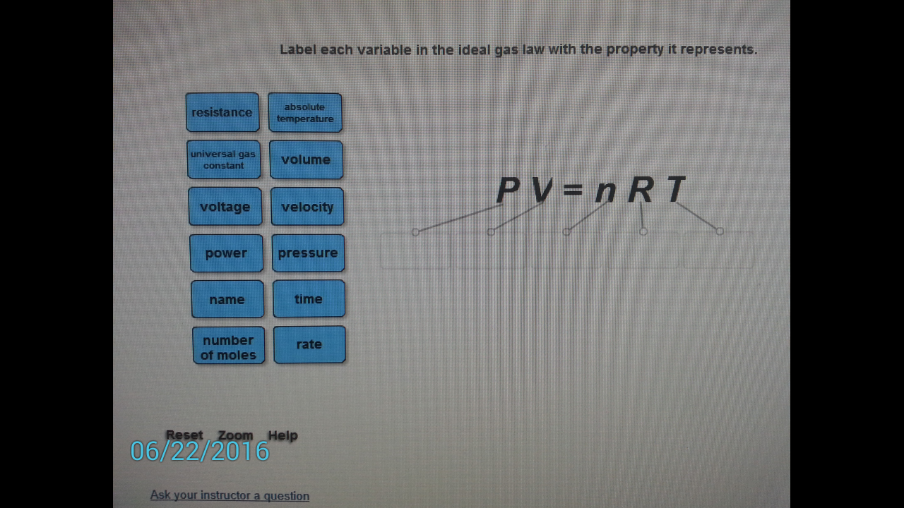 Solved Label each variable in the ideal gas law with the