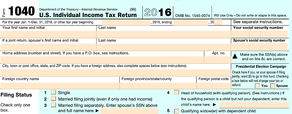 Prepare a 2016 Form 1040 for the individual below. | Chegg.com