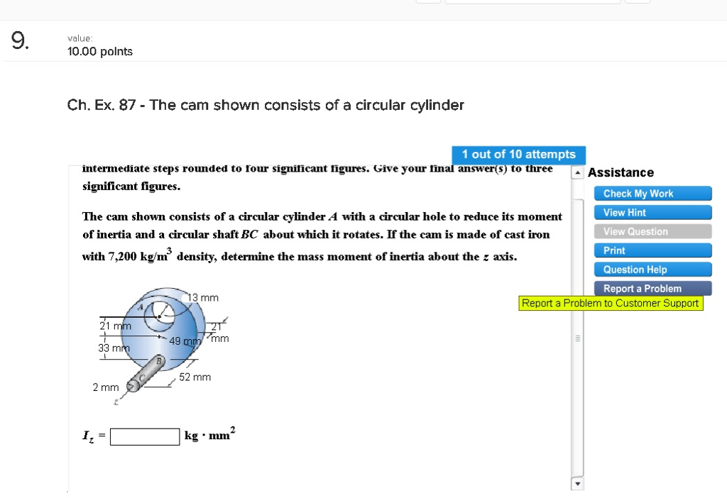 Solved The cam shown consists of a circular cylinder