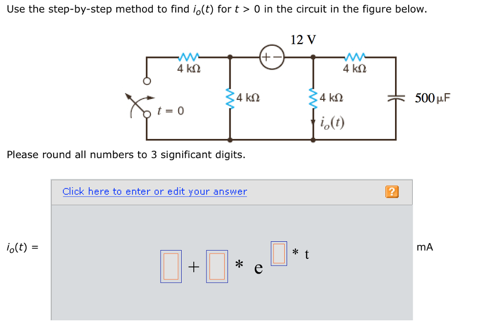 Solved Use The Step By Step Method To Find Io T For T 0