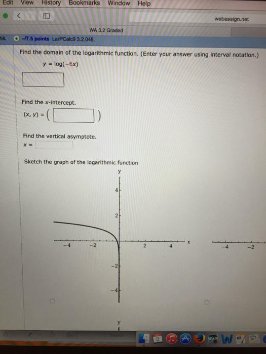 Solved Find The Domain Of The Logarithmic Function Enter 2202