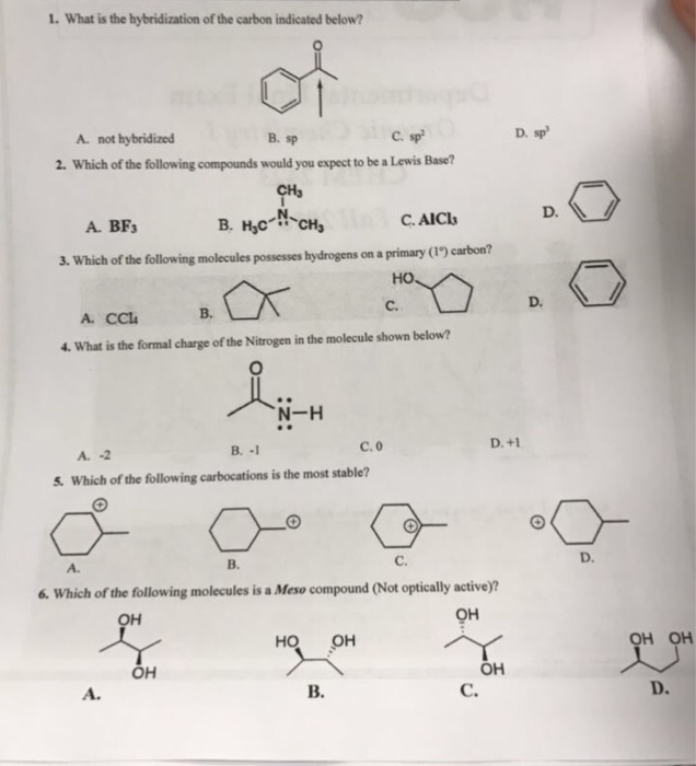 Solved What Is The Hybridization Of The Carbon Indicated 5683