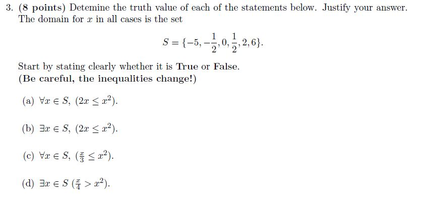 Solved Determine The Truth Value Of Each Of The Statements | Chegg.com