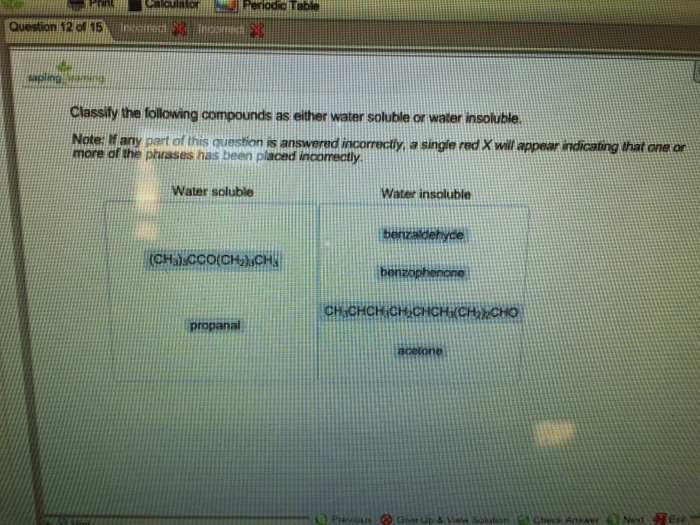 Solved classify the following compounds as either water | Chegg.com