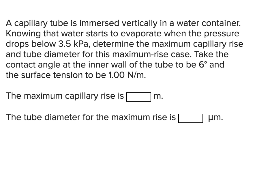 Solved A capillary tube is immersed vertically in a water