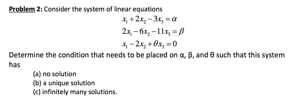 Solved Consider the system of linear equations x_1 + 2x_2 - | Chegg.com