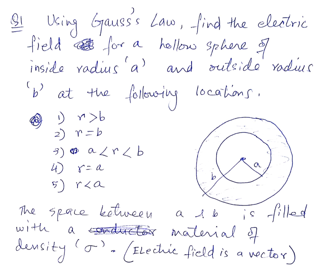 Solved Using Gauss's Law, Find The Electric Field For A | Chegg.com