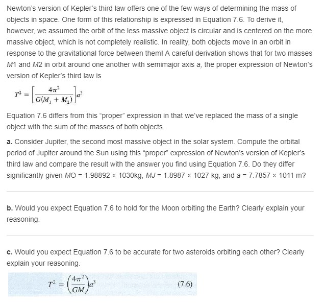 Solved Newton's version of Kepler's third law offers one of | Chegg.com