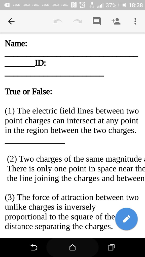 Solved The electric field lines between two point charges | Chegg.com