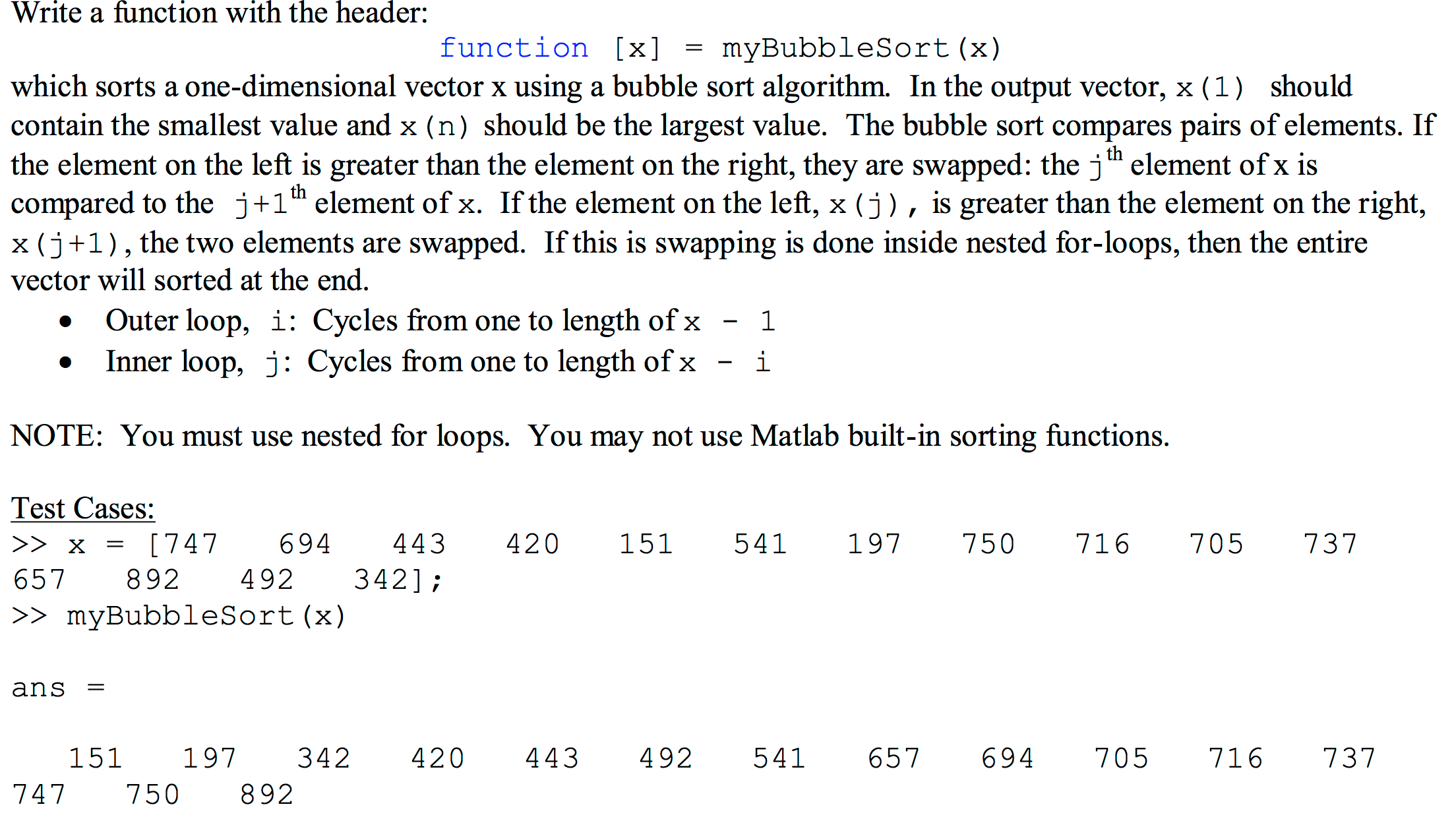Solved Write a function with the header: which sorts a | Chegg.com