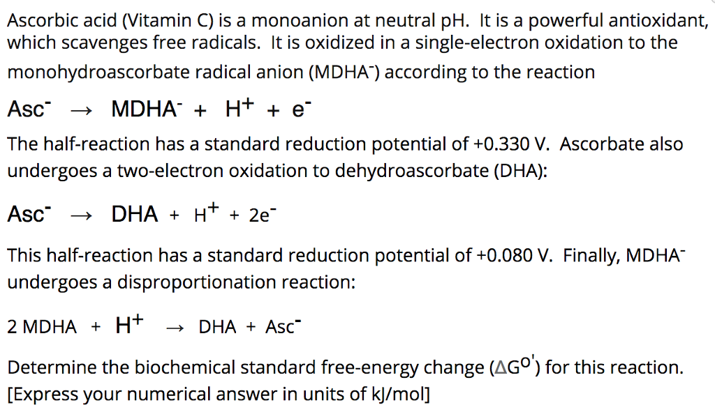 Solved Ascorbic acid (Vitamin C) is a monoanion at neutral