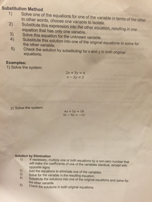 Solved Substitution Method Solve one of the equations for | Chegg.com