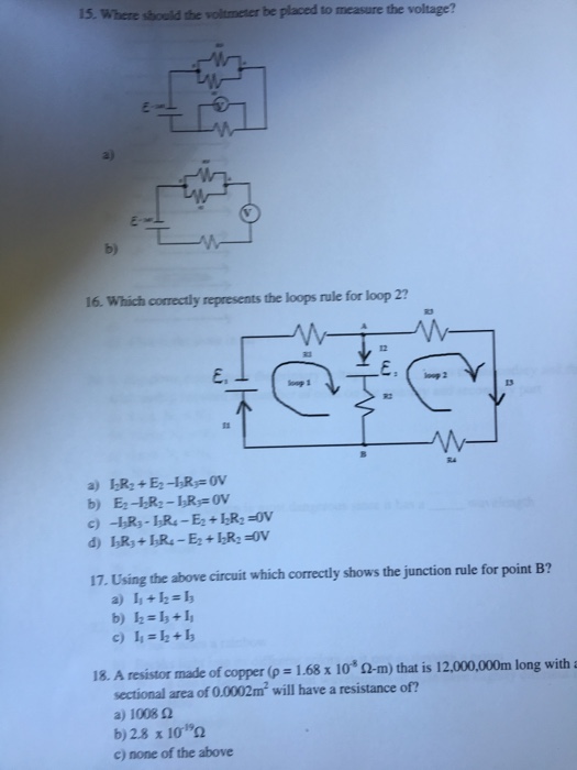 Solved Where should the voltmeter be placed to measure the