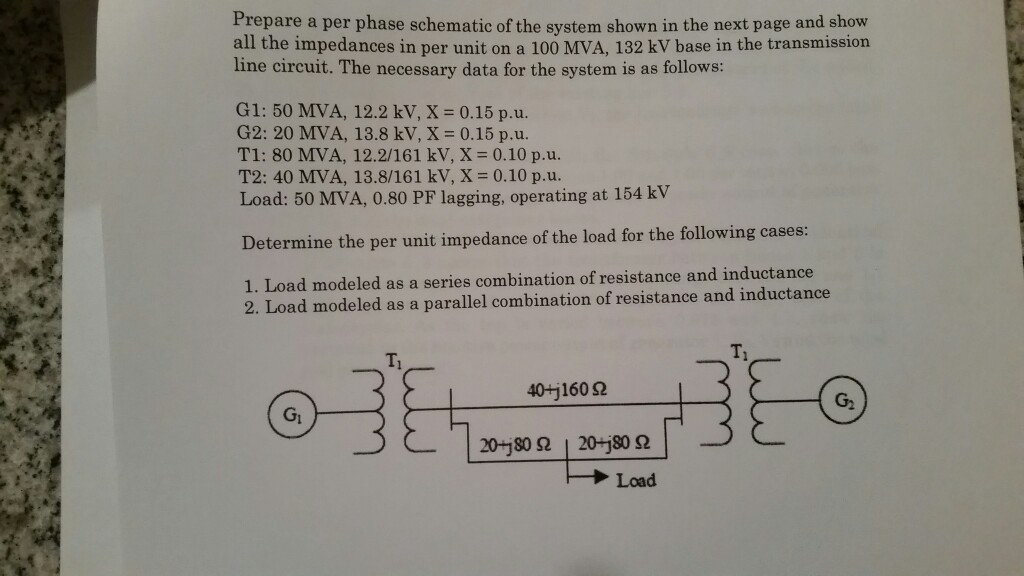 Solved Prepare a per phase schematic of the system shown in | Chegg.com