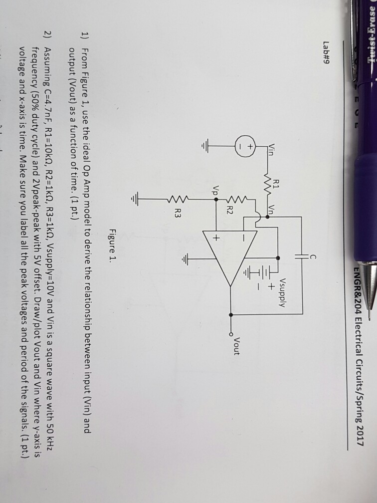 Solved From Figure 1, use the ideal Op Amp model to derive | Chegg.com