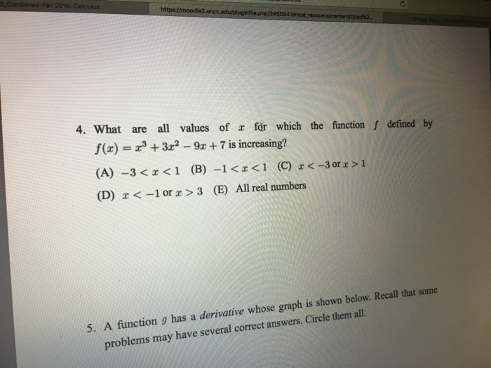 Solved What are all values of x for which the function f | Chegg.com