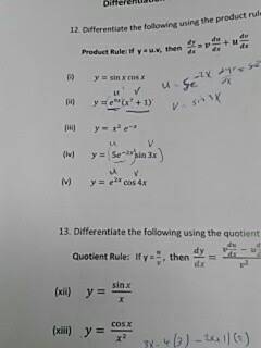 Solved Differential the following using the product rule: | Chegg.com