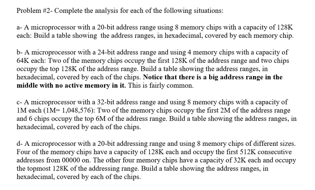 Solved Problem #2-Complete the analysis for each of the | Chegg.com
