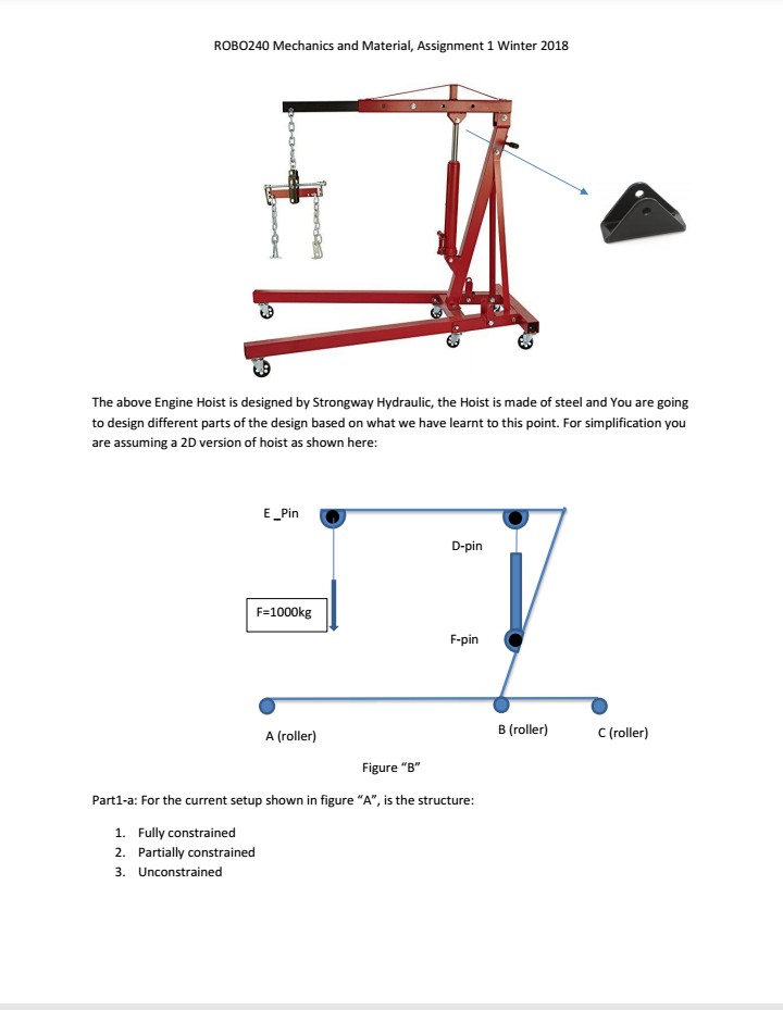 Solved ROBO240 Mechanics and Material, Assignment 1 Winter