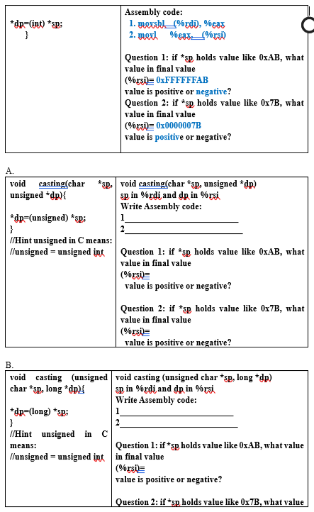 6. Write the simple assembly codes in Blue color (20 | Chegg.com