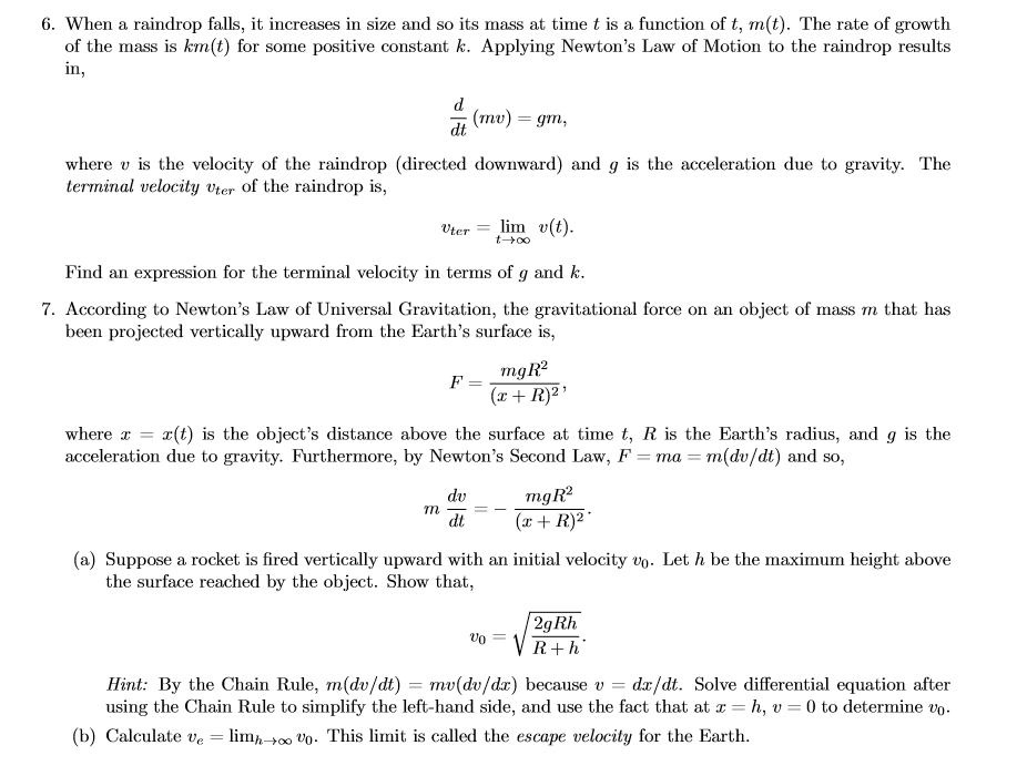 Solved 6. When a raindrop falls, it increases in size and so | Chegg.com