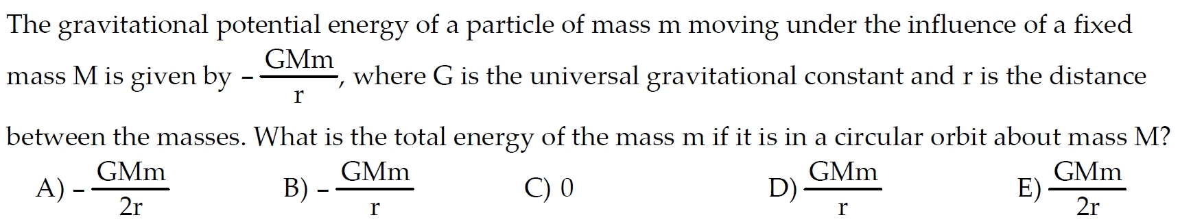 Solved The gravitational potential energy of a particle of | Chegg.com