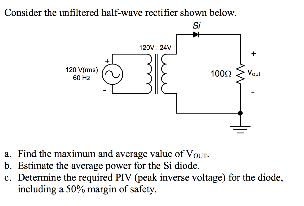 Solved Consider the unfiltered half-wave rectifier shown | Chegg.com