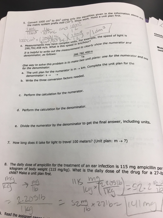 Solved convert 1000 cm 3 to dm 3 using only the equalities chegg
