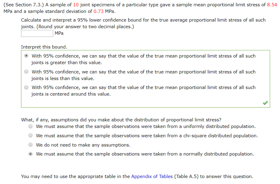 Solved See Section 7.3.) A Sample Of 10 Joint Specimens Of A | Chegg.com