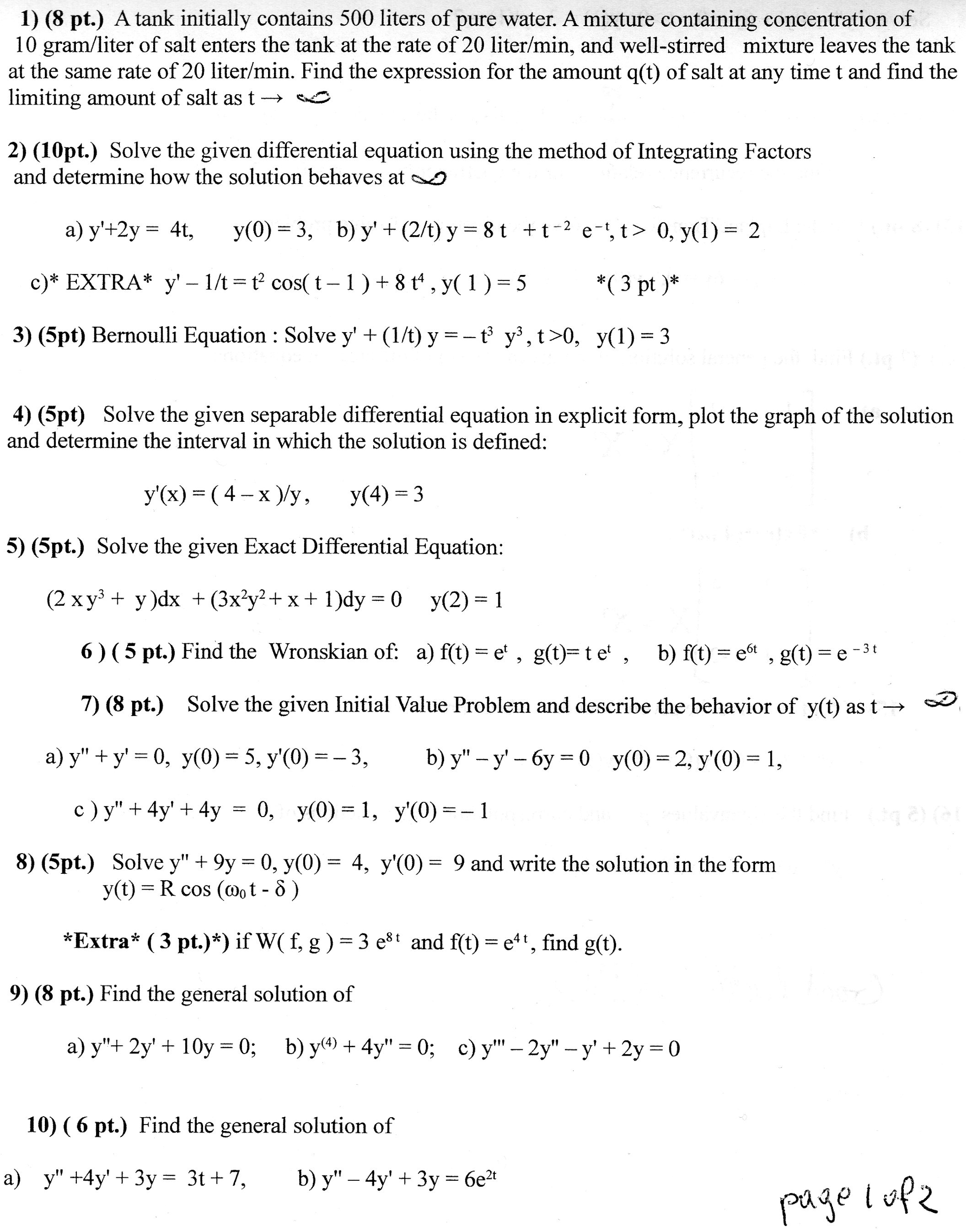 Solved Euler S Equation Solve T2 Y 4ty 6y 0 T Chegg Com