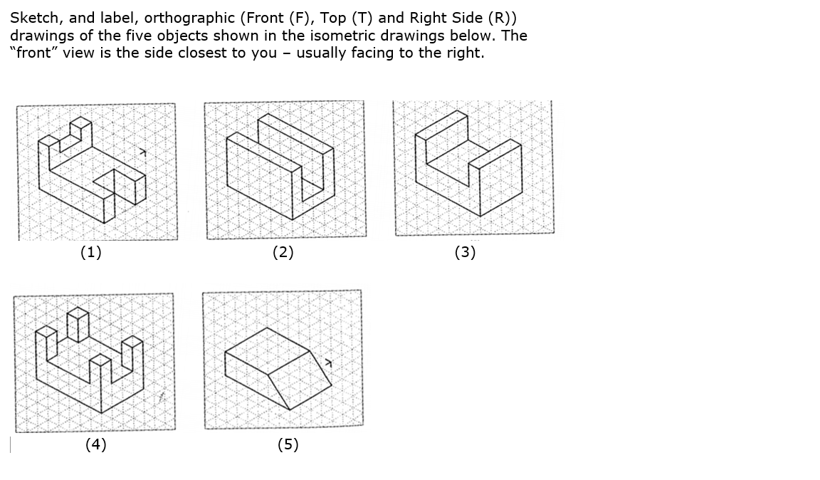 Solved Sketch, and label, orthographic (Front (F), Top (T) | Chegg.com