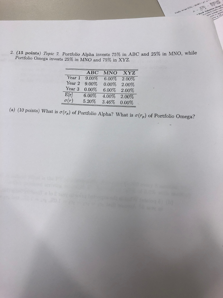 Solved 2 15 Points Topic Z Portfolio Alpha Invests 75 In Chegg