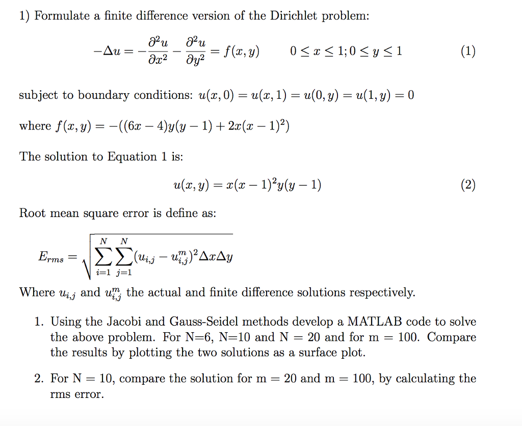 1) Formulate a finite difference version of the | Chegg.com