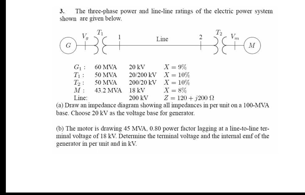 Solved 3. The threephase power and lineline ratings of the