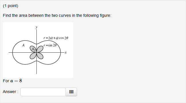 Solved 1 point) Find the area between the two curves in the | Chegg.com