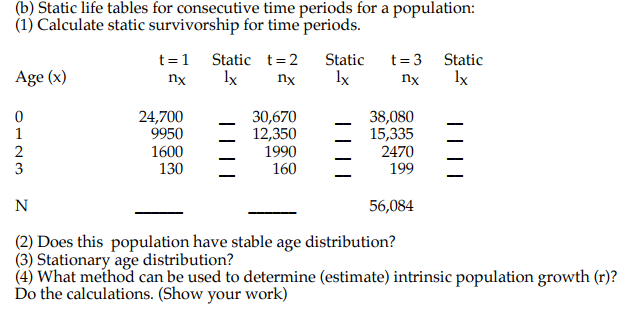 Static Life Table Meaning