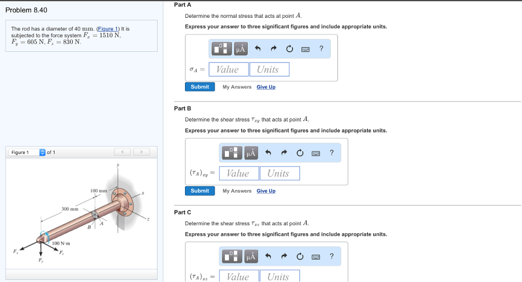 Solved Part A Problem 8.40 Determine the normal stress that | Chegg.com