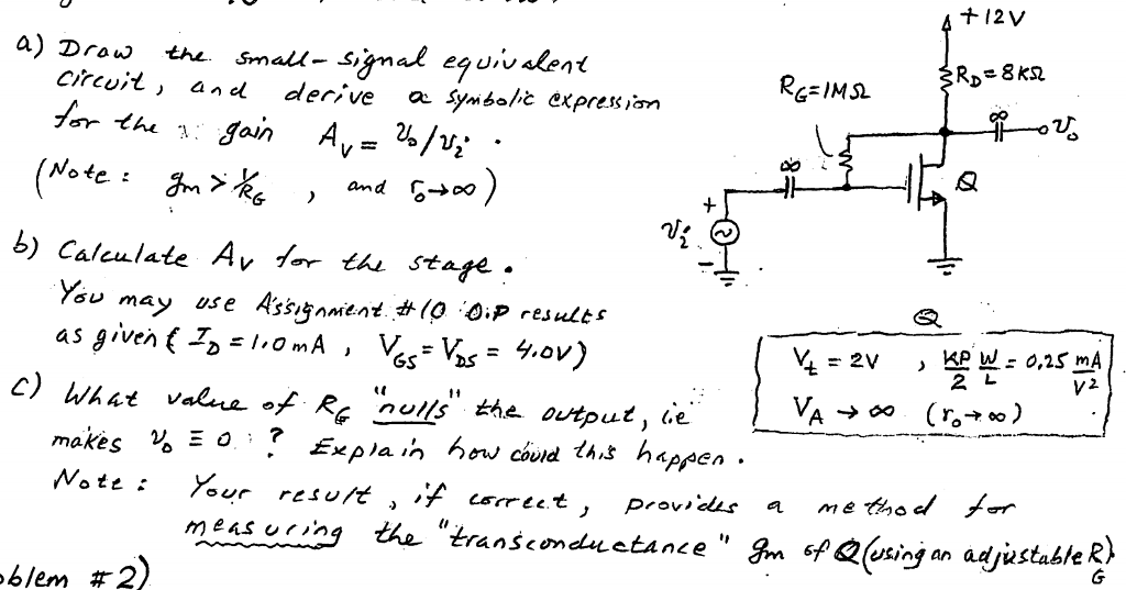 Solved Draw The Small- Signal Equivalent Circuit, And Derive | Chegg.com