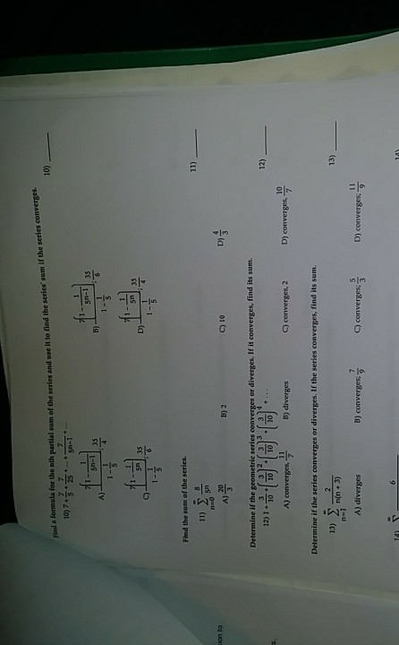 Solved 10 Hind A Formela For The Nth Partial Sum Of The Chegg
