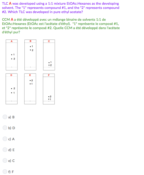 Solved TLC A was developed using a 11 mixture EtOAcHexanes