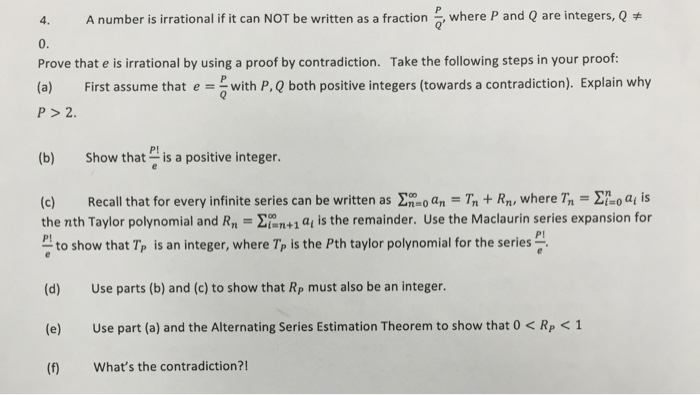 Solved A number is irrational if it can NOT be written as a | Chegg.com