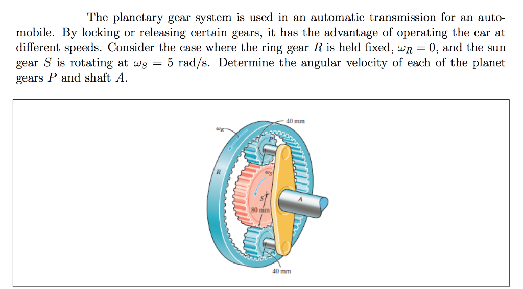 Solved The gear system is used in an automatic